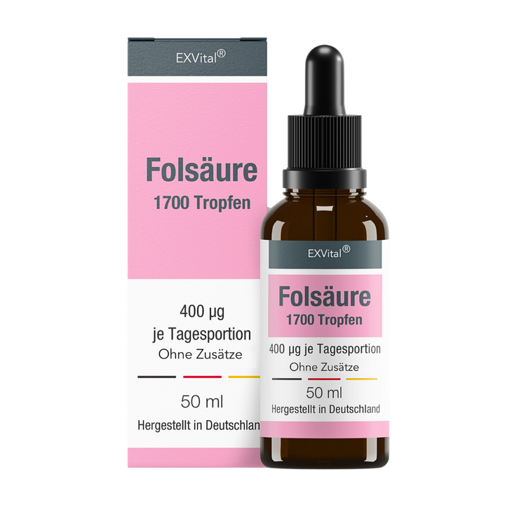 Folsäure Tropfen, 400 µg pro Tagesdosis von von EXVital