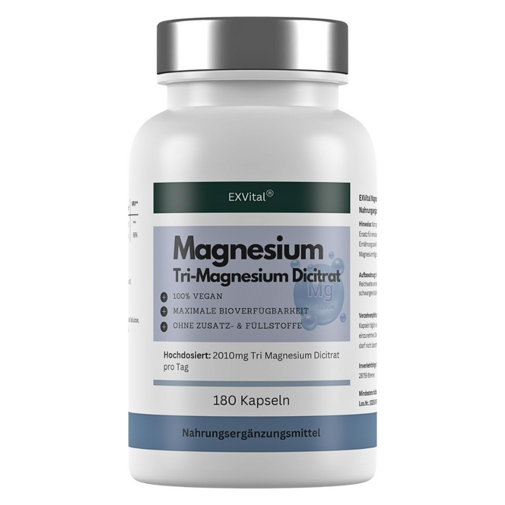 Tri-Magnesium Dicitrat hoch konzentriert von EXVital, 180 Kapseln