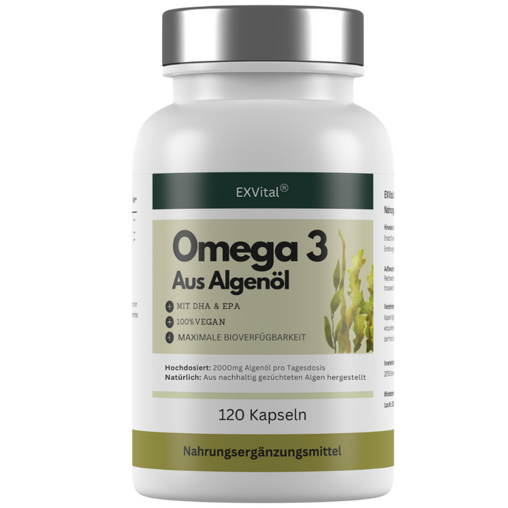 Omega 3 aus Algenöl, 120 Softgel Kapseln, 2000mg pro Tag von EXVital