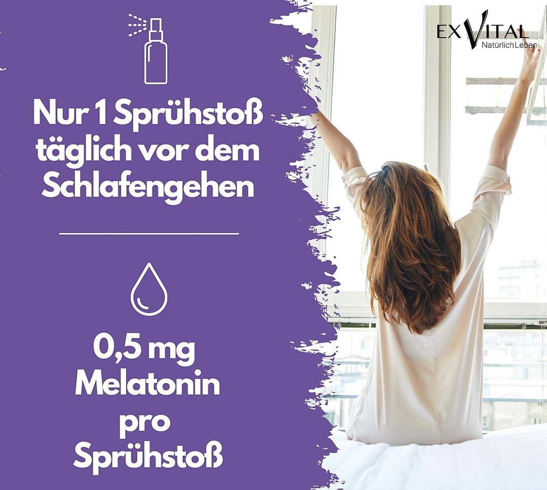 Melatonin Schlafspray mit Baldrian, Vitamin B1+ B6 30 ml Sprühflasche