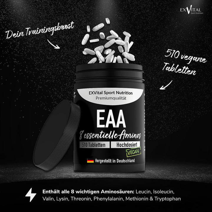 EAA Tabletten mit je 1036 mg, 510 Stück mit 8 essentiellen Aminosäuren