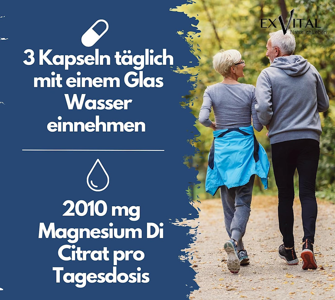 Tri-Magnesium Dicitrat hoch konzentriert von EXVital, 180 Kapseln