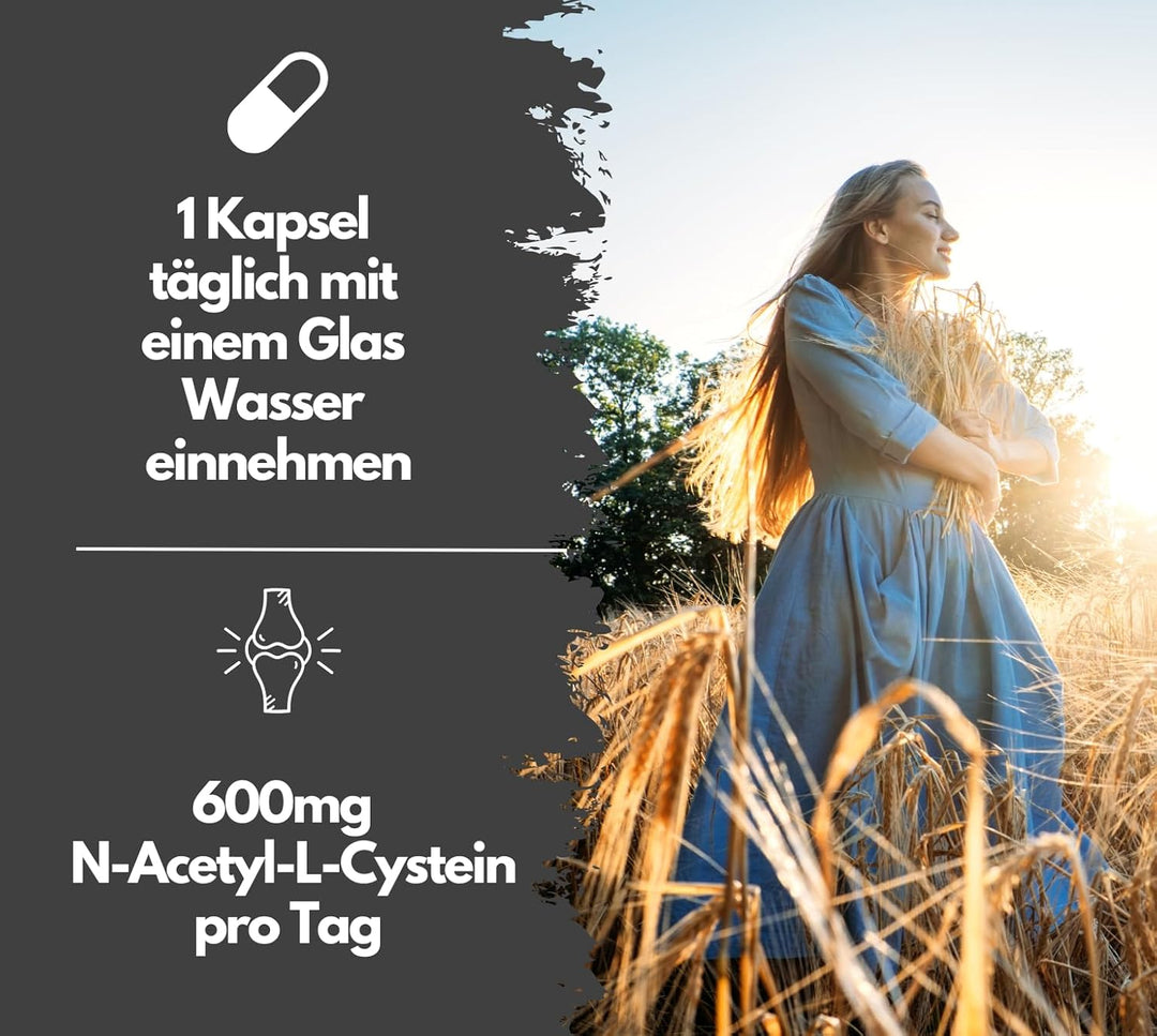 NAC Kapseln, hochdosiert mit 600mg pro Kapsel, 180 Stück von Exvital