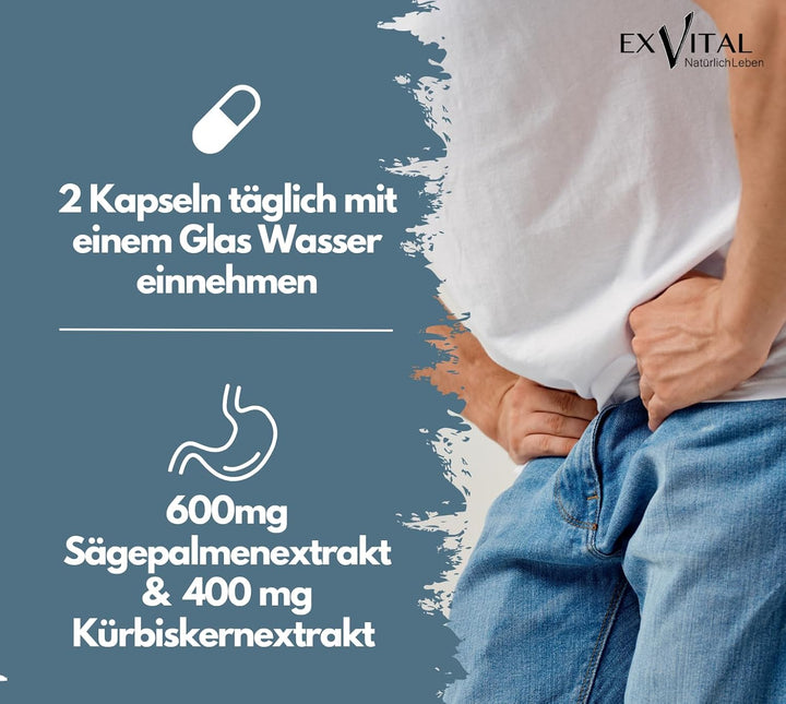 Prosta+ Kapseln mit Sägepalmen-, Kürbiskernextrakt &amp; Zink, 180 Stück von EXVital