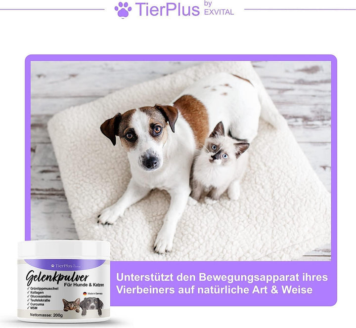 TierPlus Gelenkpulver für Hunde &amp; Katzen mit Grünlippmuschel von EXVital