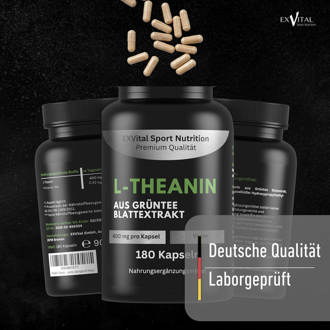 L-Theanin Kapseln, 400mg aus Grüntee Blattextrakt von EXVital