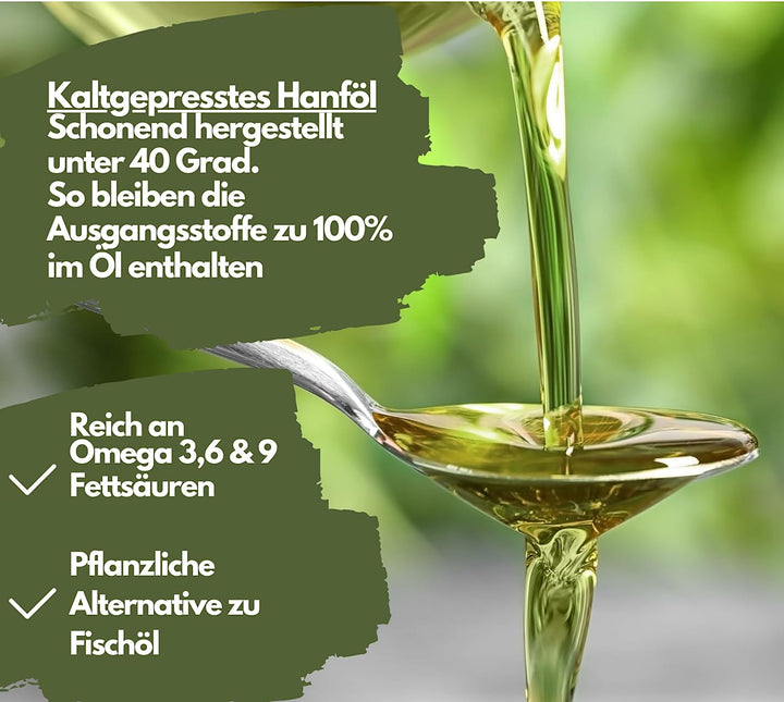 Hanföl Kapseln hochdosiert mit 1000mg Hanfsamenöl, Omega 3 und Omega 6