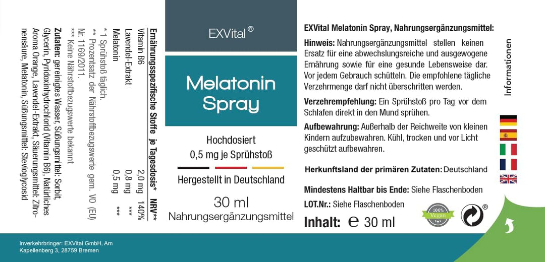 Melatonin Schlafspray 30 ml Sprühflasche hochdosiert