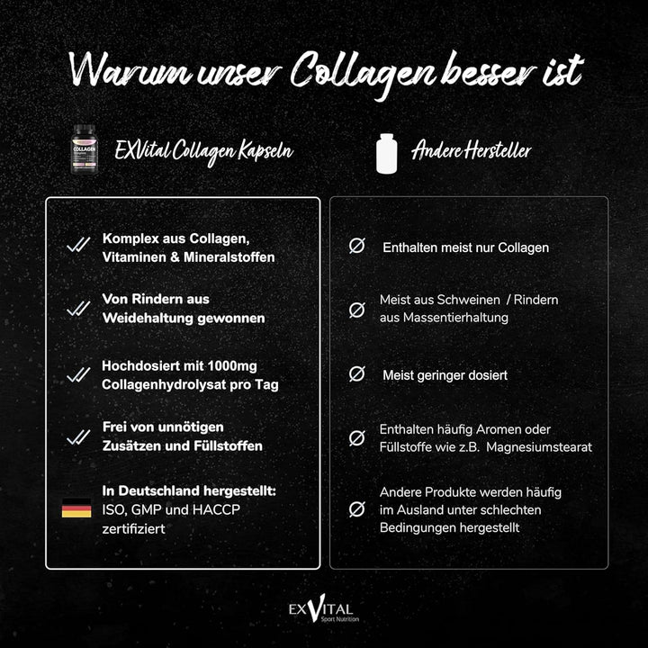 Collagen Hyaluronsäure Komplex, 120 Kapseln 1000mg Kollagen von EXVital