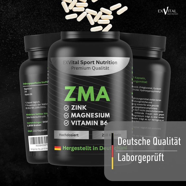 ZMA Caps, Magnesium, Zink &amp; Vitamin B6 Komplex, 210 Kapseln von EXVital