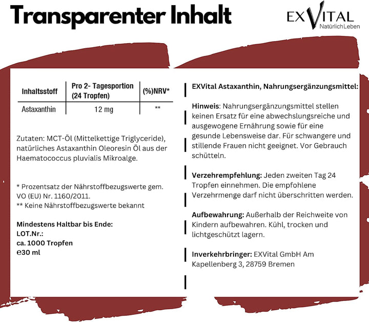 Bio Astaxanthin Tropfen 30 ml von EXVital