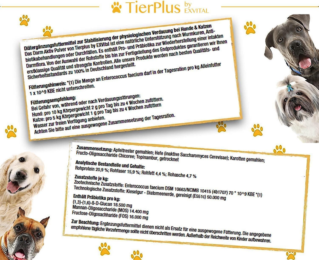 Darm Aktiv Pulver für Hunde &amp; Katzen, Probiotika &amp; Präbiotika