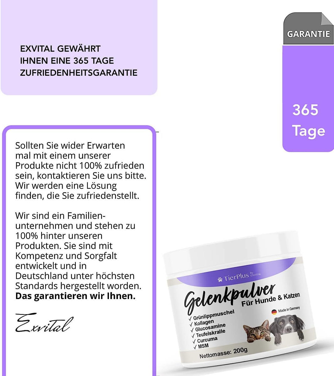 TierPlus Gelenkpulver für Hunde &amp; Katzen mit Grünlippmuschel von EXVital