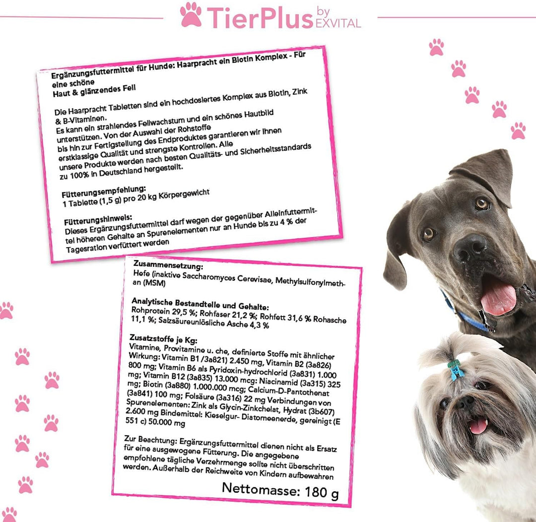 Haarpracht Tabletten - hochdosiertes Biotin Komplex für Hunde