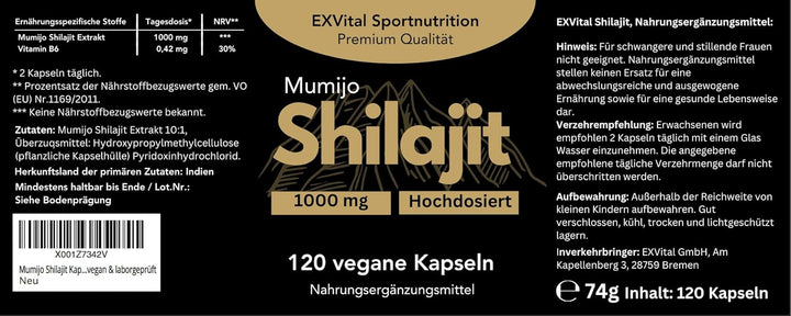 Mumijo Shilajit Kapseln, hochdosiert von EXVital