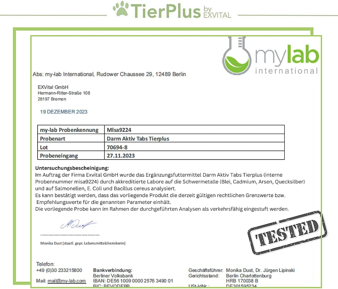 TierPlus Darm Aktiv Tabletten für Hunde &amp; Katzen, Präbiotika Komplex von EXVital