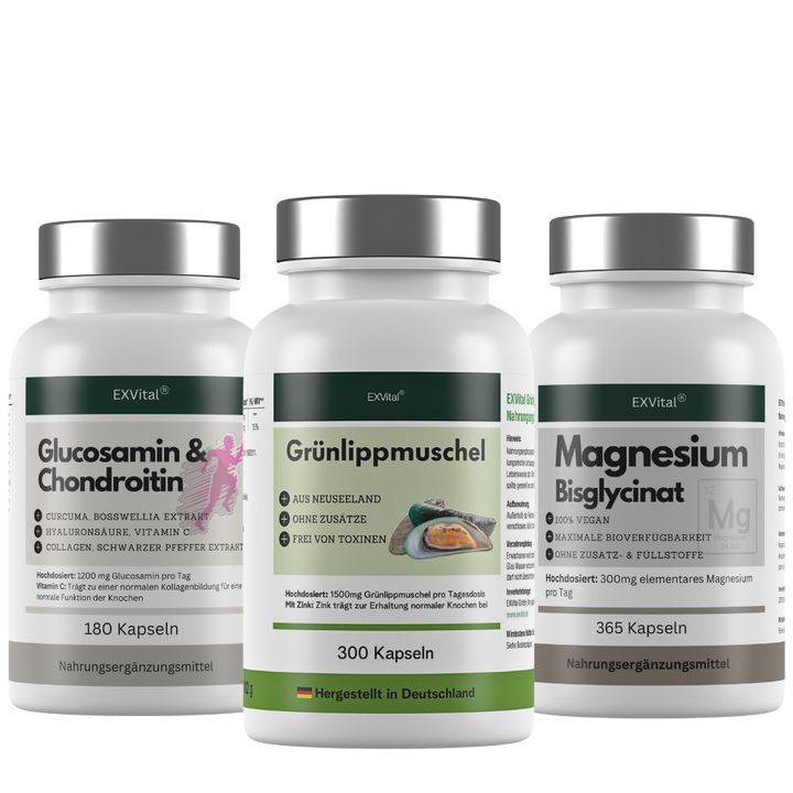 GelenkPlus Set Glucosamin, (Grünlippmuschel &amp; Magnesium Kapseln)