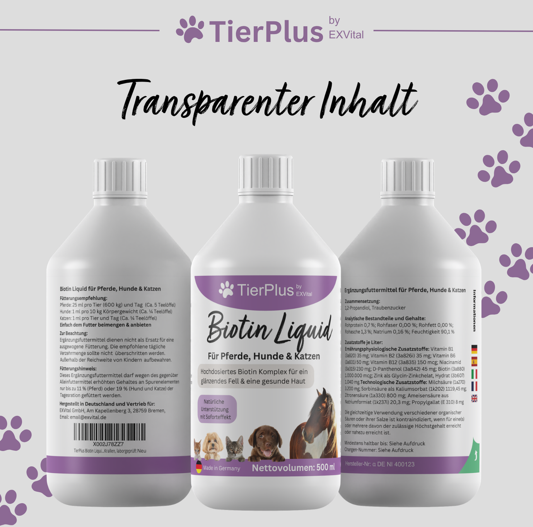 TierPlus Biotin Liquid für Pferde, Hunde &amp; Katzen