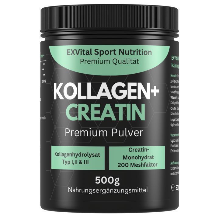 Kollagen + Creatin Mixpulver, 500g Dose von EXVital
