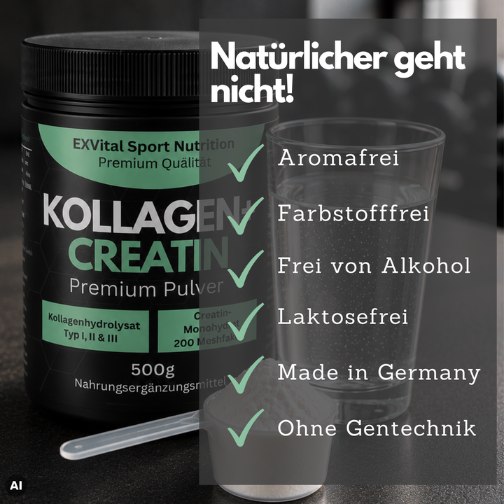 Kollagen + Creatin Mixpulver, 500g Dose von EXVital