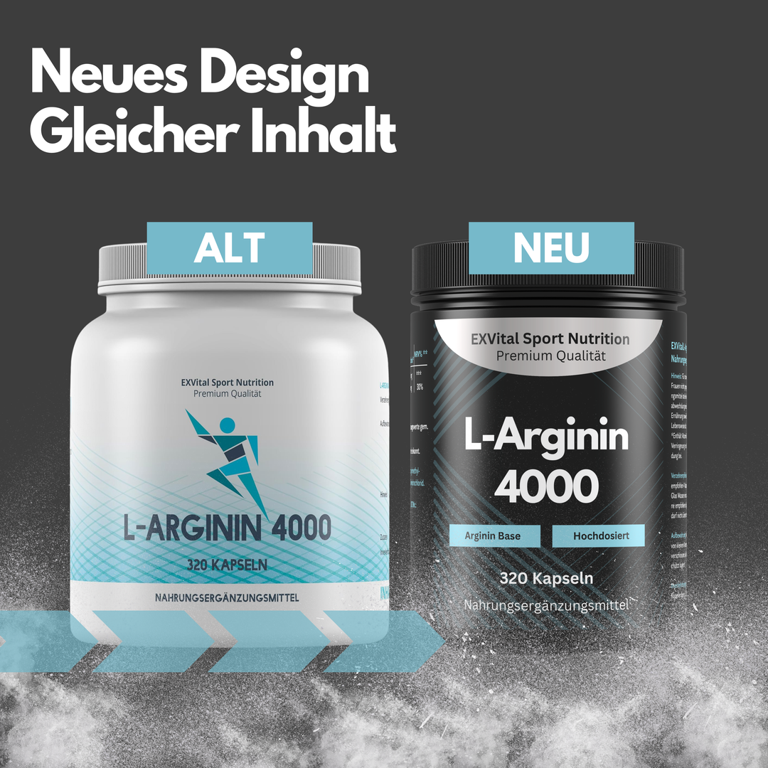 L-Arginin 4000 hochdosiert von EXVital Sport Nutrition, 320 Kapseln