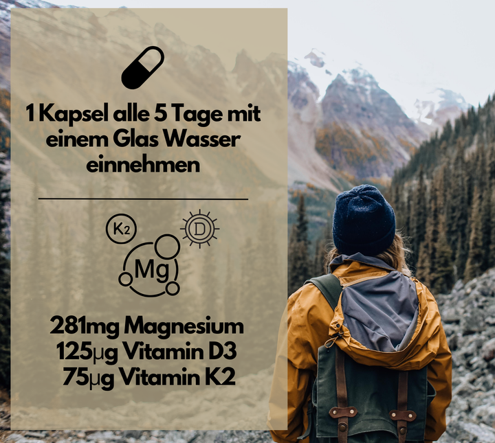 Magnesium + D3 + K2, hochdosiertes Magnesium Komplex, 90 Stück von EXVital