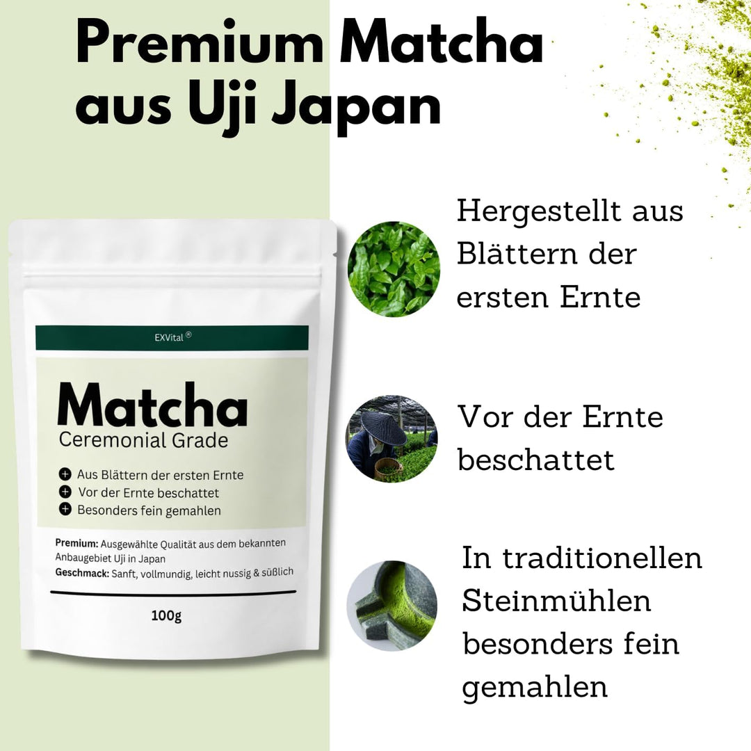 Matcha Ceremonial Grade, Matcha Pulver aus Uji Japan, 100 g