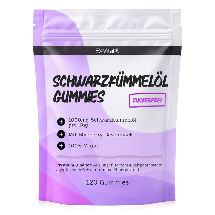Schwarzkümmelöl Gummies mit Blueberry Geschmack, vegan, hochdosiert &amp; zuckerfrei
