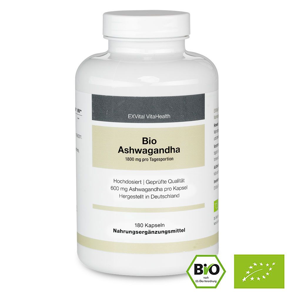Bio Ashwagandha (Schlafbeere) hochdosiert und vegan von EXVital Vitahealth, 1... Bio Ashwagandha (Schlafbeere) hochdosiert und vegan von EXVital Vitahealth, 1...