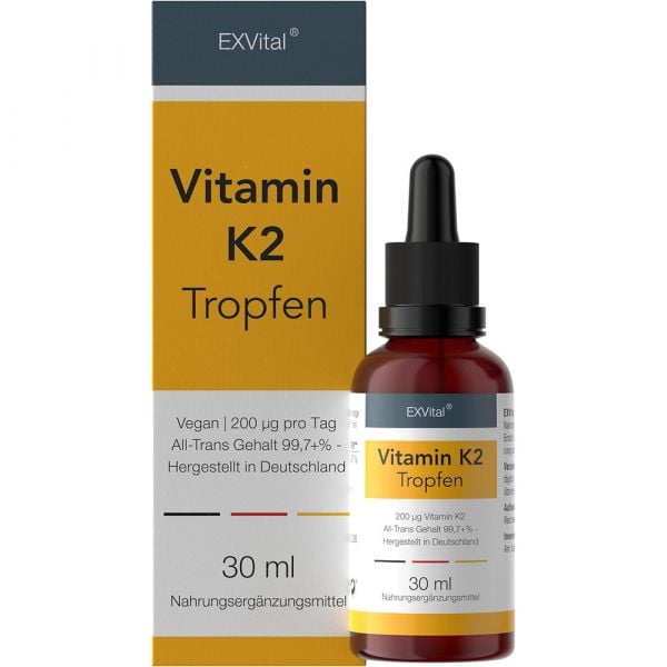 Vitamin K2 - Menaquinon MK-7 all-trans-Vitamin hochdosiert von EXVital, 30ml Tropfen