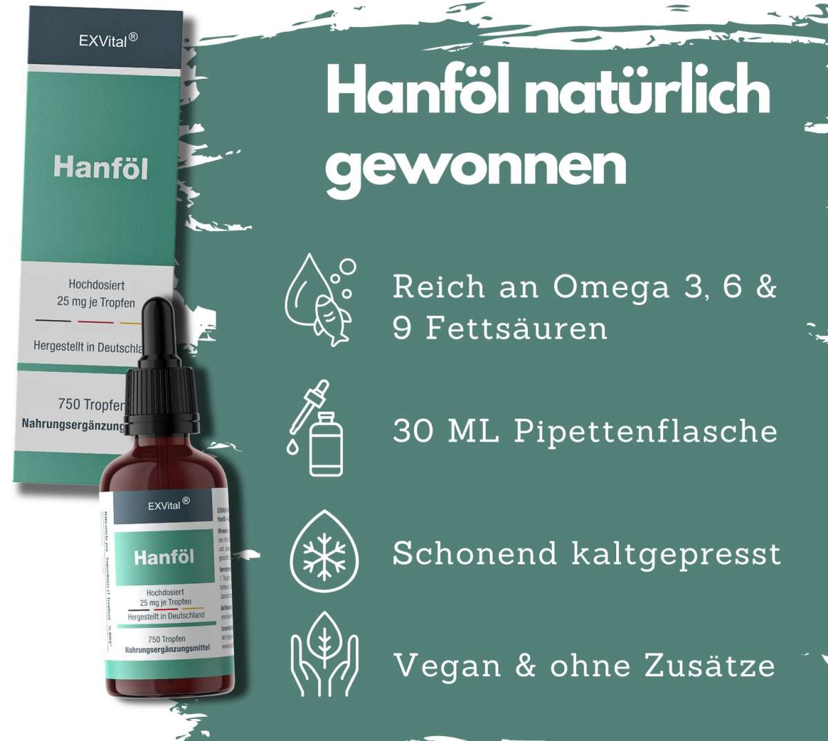 Hanfsamenl mit Omega 3-6-9 von EXVital