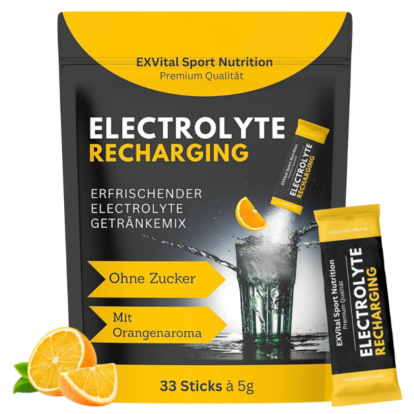 Elektrolyte, 33 Pulversticks mit Orangengeschmack von Exvital