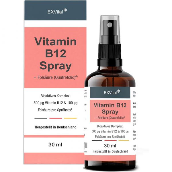 Vitamin B12 Spray mit Quatrefolic® Folsäure von EXVital