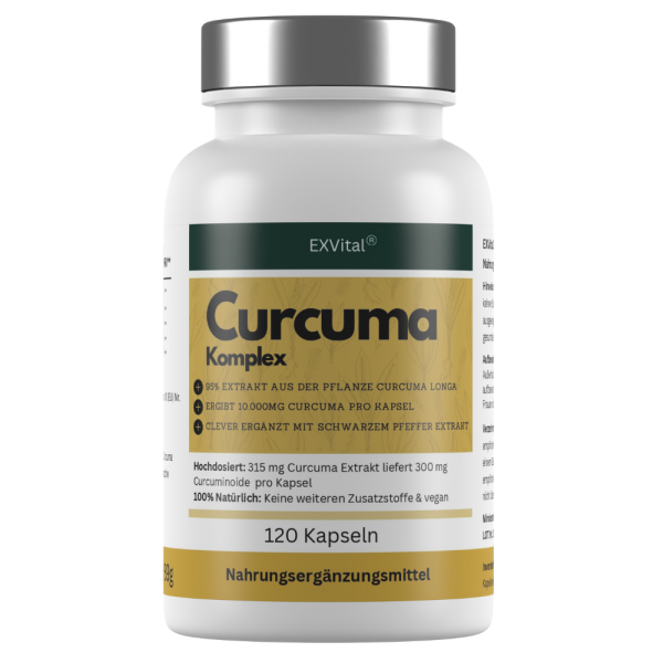 Curcuma Komplex mit Curcuma- Extrakt & Piperin, 120 Kapseln von EXVital