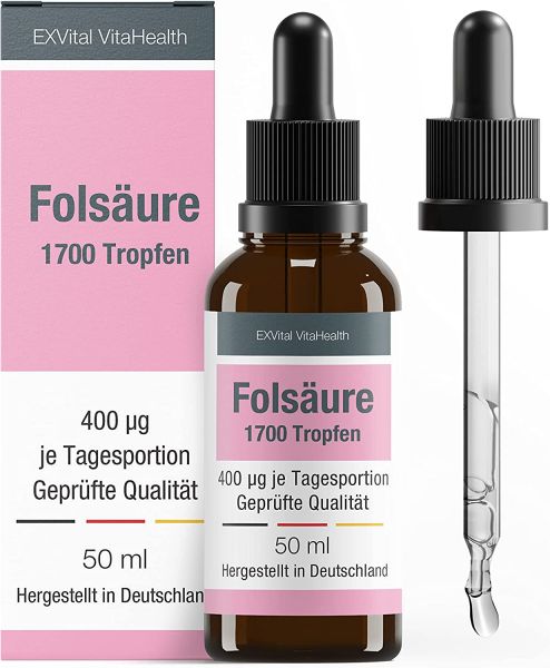 Folsäure Tropfen, 400 µg pro Tagesdosis von von EXVital VitaHealth