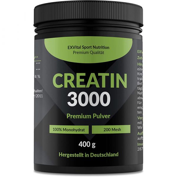 Creatin Monohydrat premium Pulver von EXVital Sport Nutrition 400g
