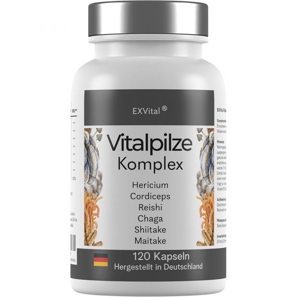 Vitalpilze Komplex- Hericium, Cordyceps, Reishi, Chaga, Shiitake & Maitake von EXVital