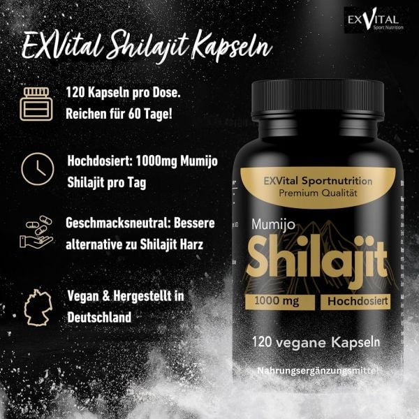 Mumijo Shilajit Kapseln, hochdosiert von EXVital