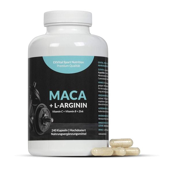 Hochdosiertes Kombiprodukt aus Maca und L-Arginin, 240 Kapseln | EXVital