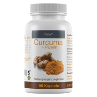 Curcuma + Piperin - Curcumin hochdosiert von EXVital, 90 Kapseln Curcuma + Piperin - Curcumin hochdosiert von EXVital, 90 Kapseln