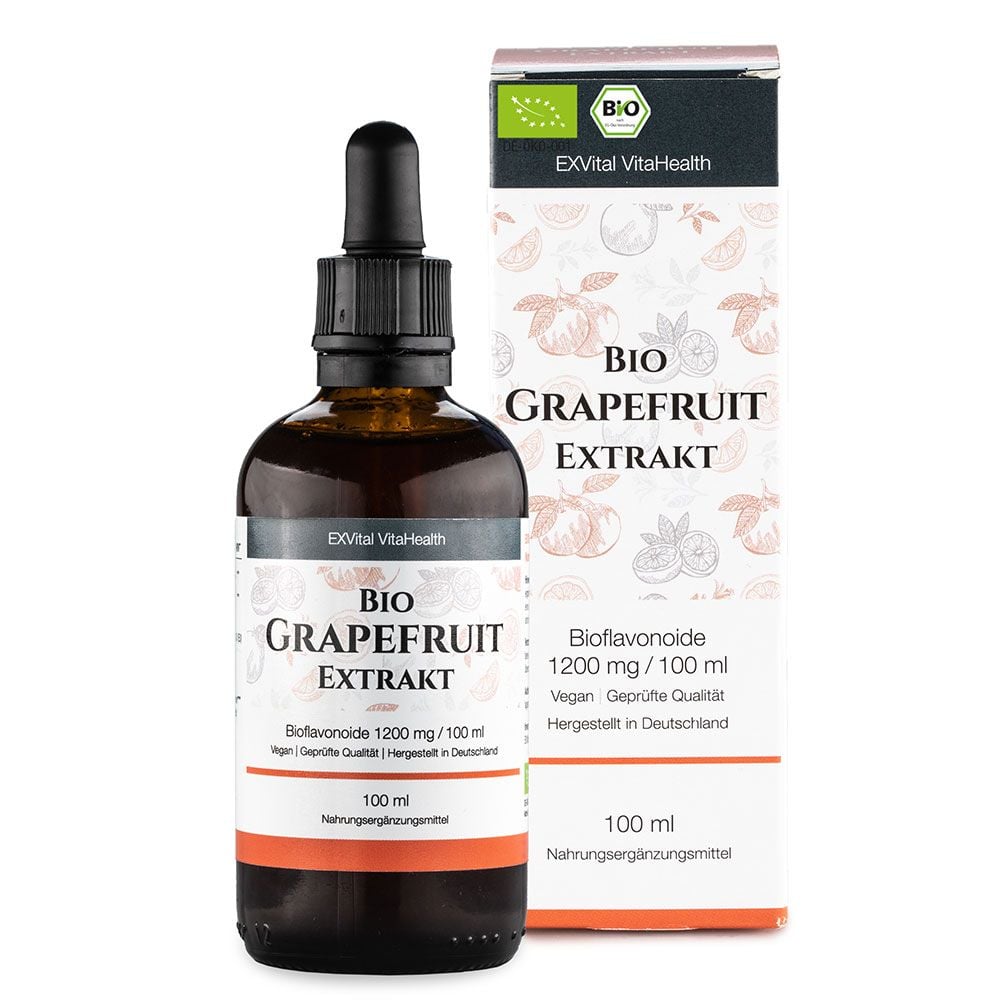 Bio Grapefruitkernextrakt Tropfen von EXVital, 1200mg Bioflavonoide Bio Grapefruitkernextrakt Tropfen von EXVital, 1200mg Bioflavonoide