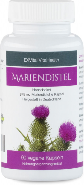 Mariendistel Extrakt - 60% Silymarin Anteil, hoch konzentriert von EXVital VitaHealth, 90 Kapseln
