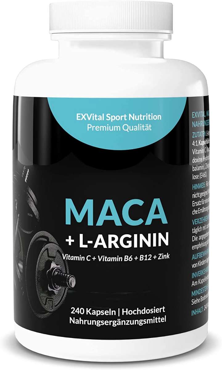 Hochdosiertes Kombiprodukt aus Maca und L-Arginin, 240 Kapseln | EXVital