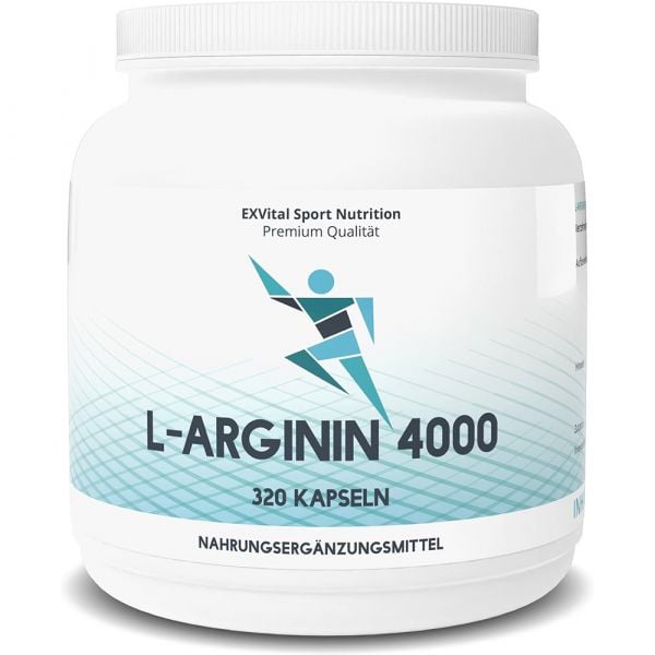 L-Arginin 4000 hochdosiert von EXVital Sport Nutrition, 320 Kapseln