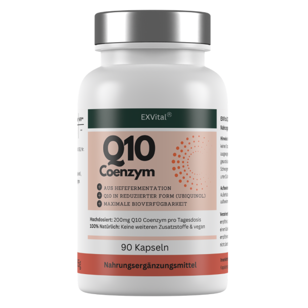 Q10 Coenzym Ubiquinol Kapseln, hochdosiert mit 200mg, 90 Stück von EXVital