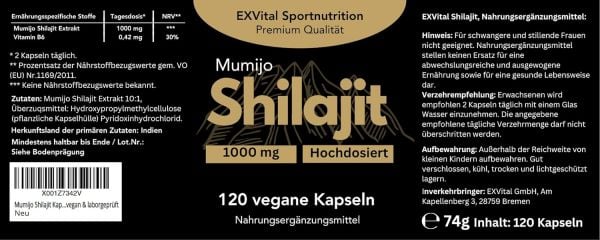 Mumijo Shilajit Kapseln, hochdosiert von EXVital