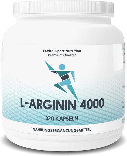 L-Arginin 4000 hochdosiert von EXVital Sport Nutrition, 320 Kapseln