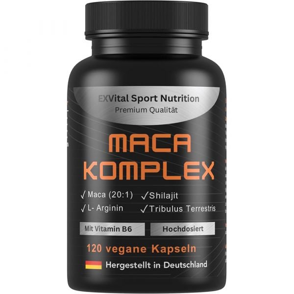 Maca Komplex mit Tribulus terrestris, Shilajit, L-Arginin & Vitamin B von EXVital