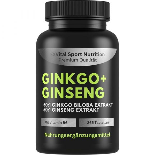 Ginkgo Biloba, Koreanischer Ginseng 365 Tabletten von EXVital
