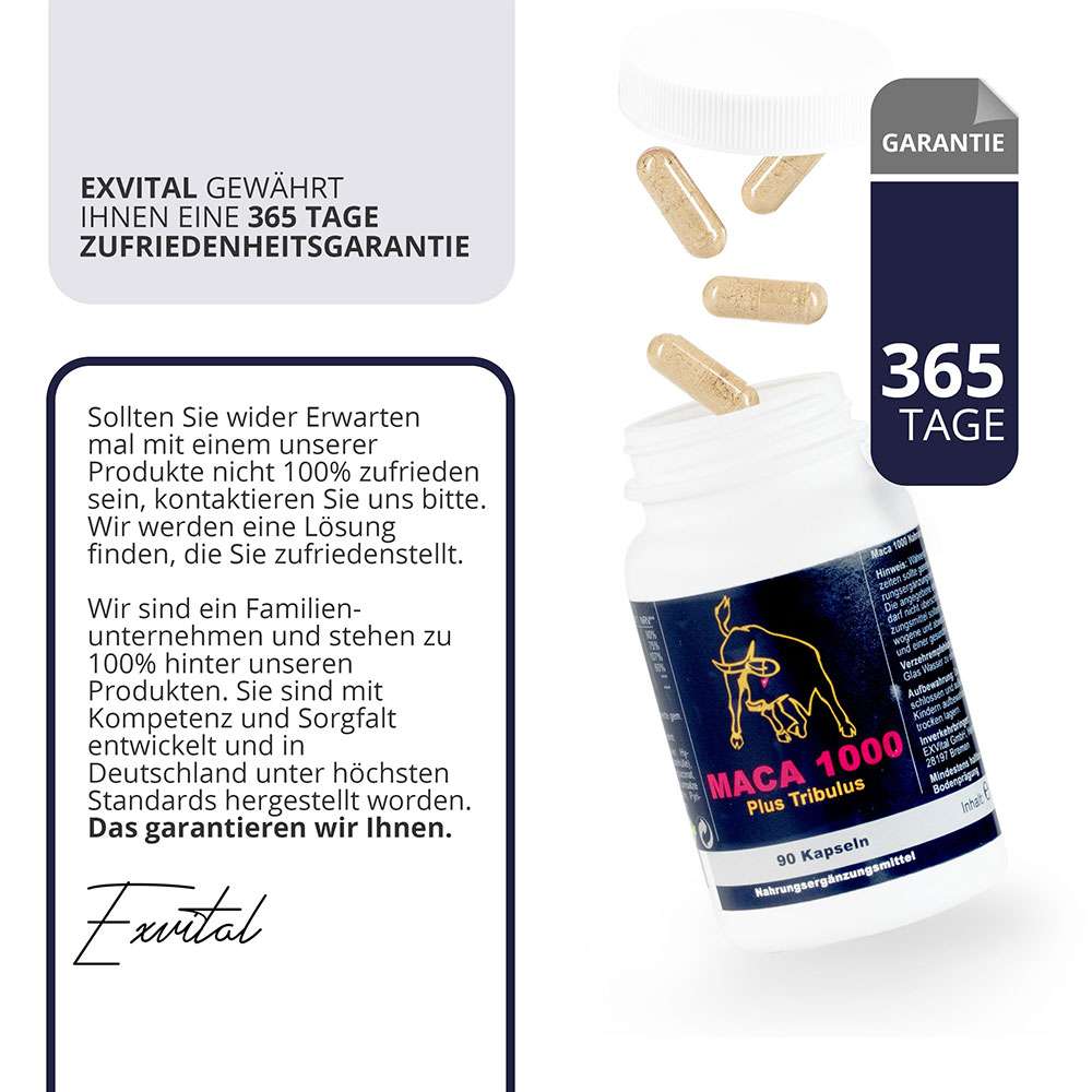 Maca Kapseln mit Tribulus Pulver kaufen. Hochdosiert EXVital